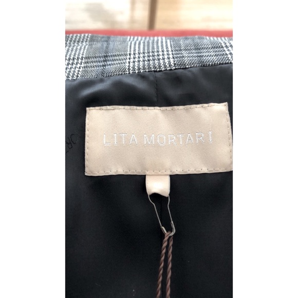 Lita Mortari Jacket Double Breasted Asymmetrical Military Crop Striped Moto S - Picture 4 of 5